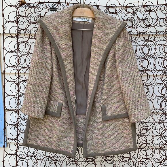 Vintage Lilli Ann Paris open front tan wool jacket